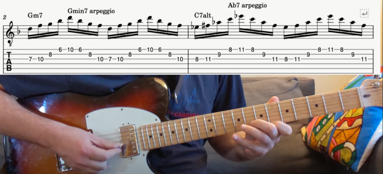 Jazz guitar lick arpeggio