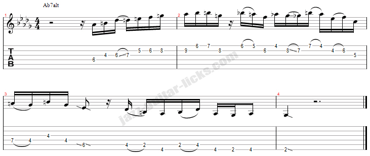 John scofield jazz fusion guitar lick with tabs