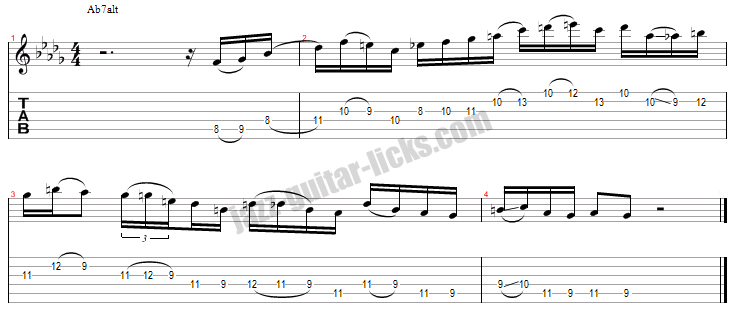 John scofield jazz fusion guitar lick with tabs # 2