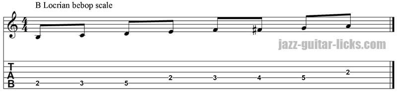 Locrian bebop guitar scale