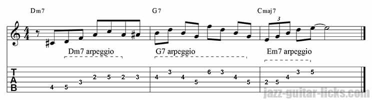 Major 9th arpeggio lick - II V I