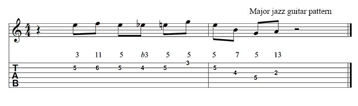 Major jazz guitar lick 2