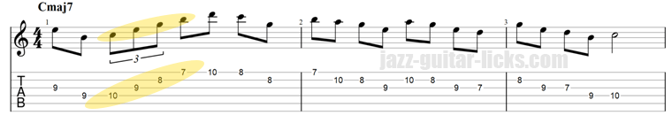 Major jazz guitar lick