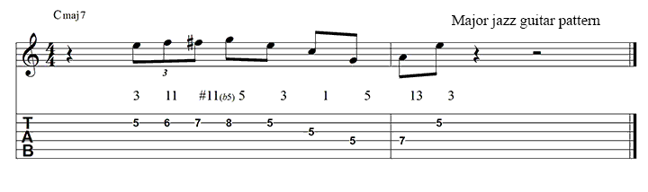 Major jazz guitar phrase 4