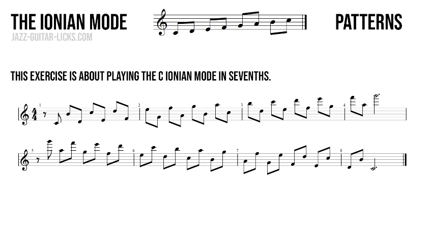 Major scale aka ionian mode in sevenths