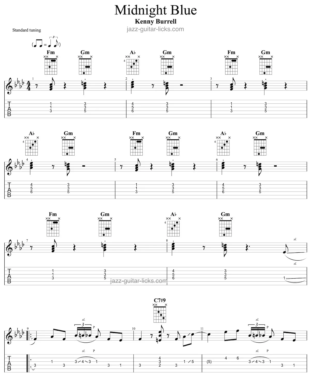 Midnight blue kenny burrell transcription