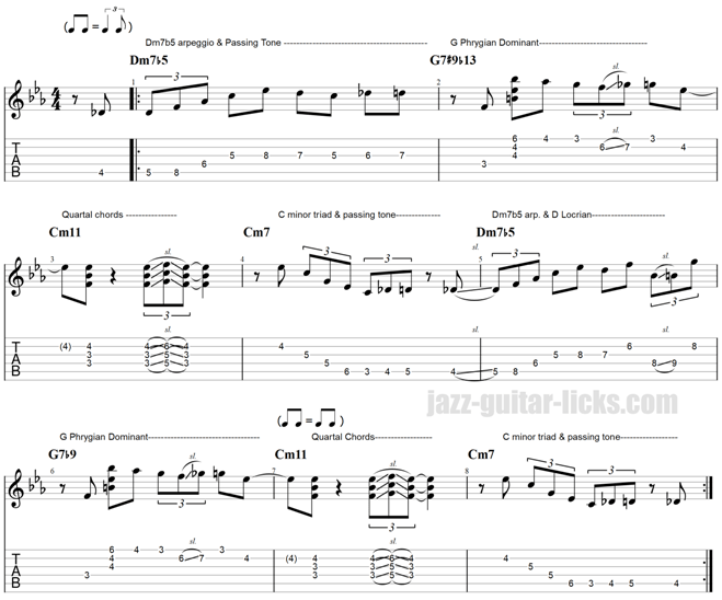 Minor 2 5 1 jazz guitar lick 02