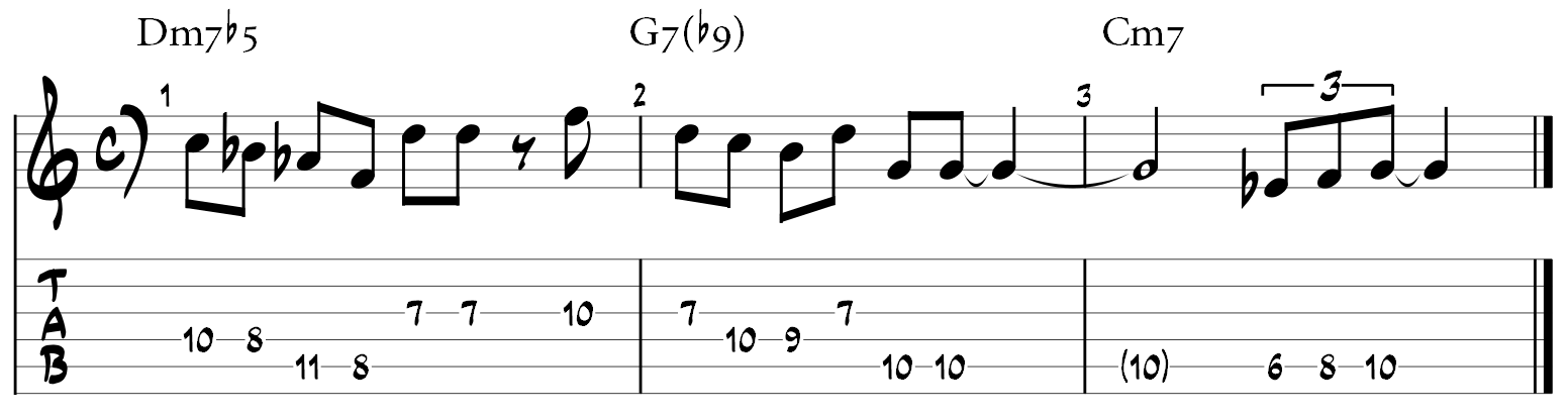 Minor 6 pentatonic guitar line 1