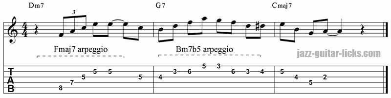 Minor 9th arpeggio lick 2-5-1 sequence