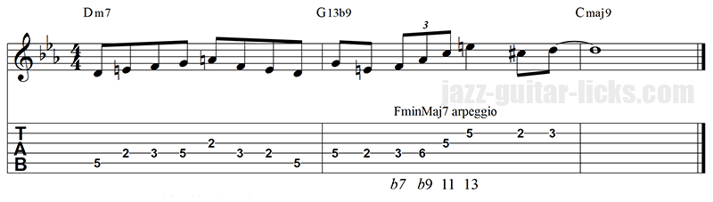 Minor major 7 arpeggio altered guitar lick