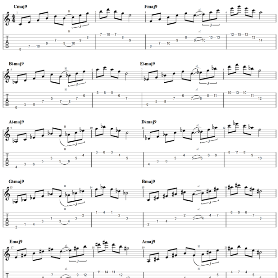 Major 9 Arpeggios And Cycle Of Fourths - Guitar PDF Study