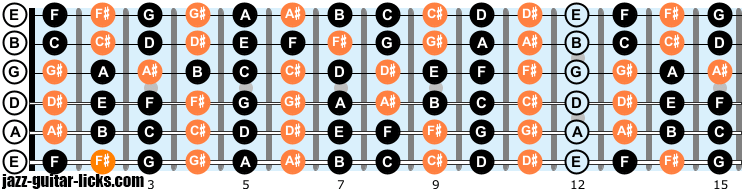 Notes on guitar neck