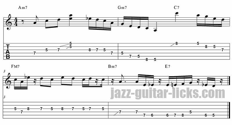 Pat martino jazz guitar lick with tabs