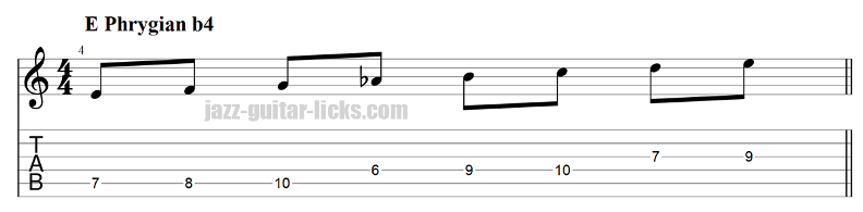 Phrygian flat 4 mode for guitar