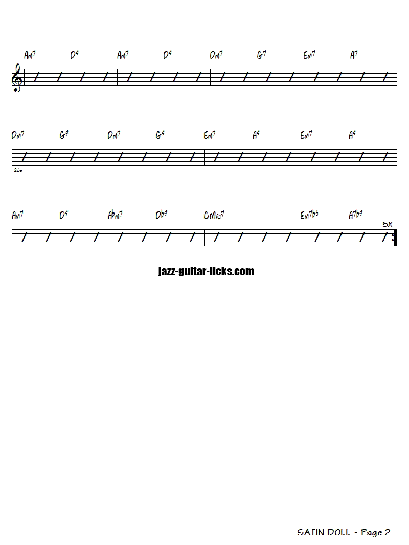 Satin doll - jazz - Chord chart 2