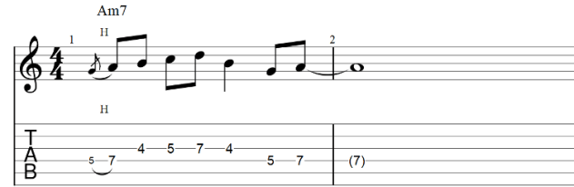 The lick guitar tab with hammer on 2