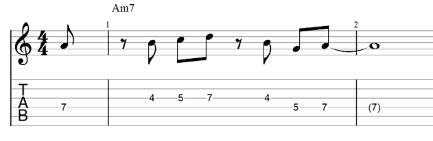 The lick guitar tab with rhythmic variations 2