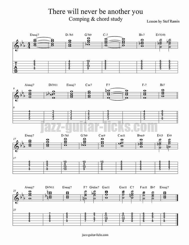 There will never be another you - Jazz guitar comping study