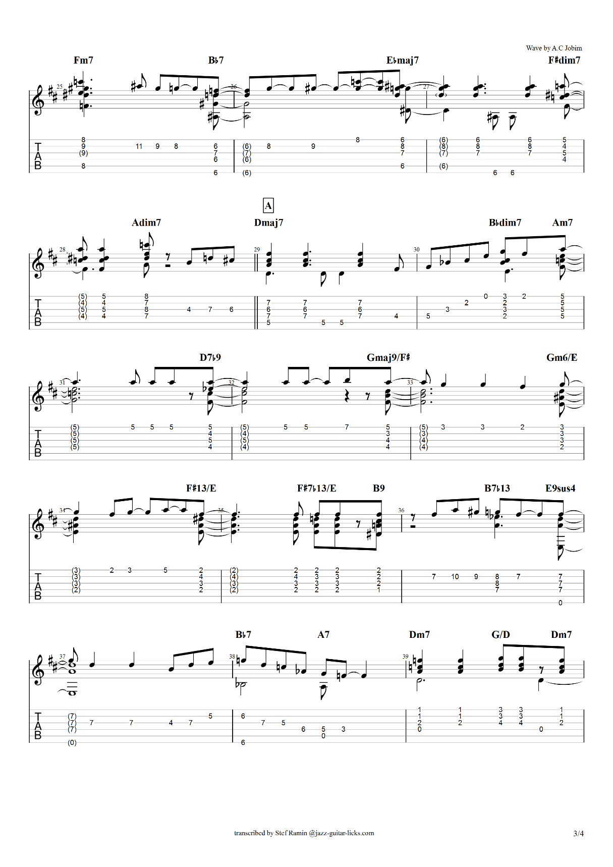 Wave a c jobim guitar tabs 3