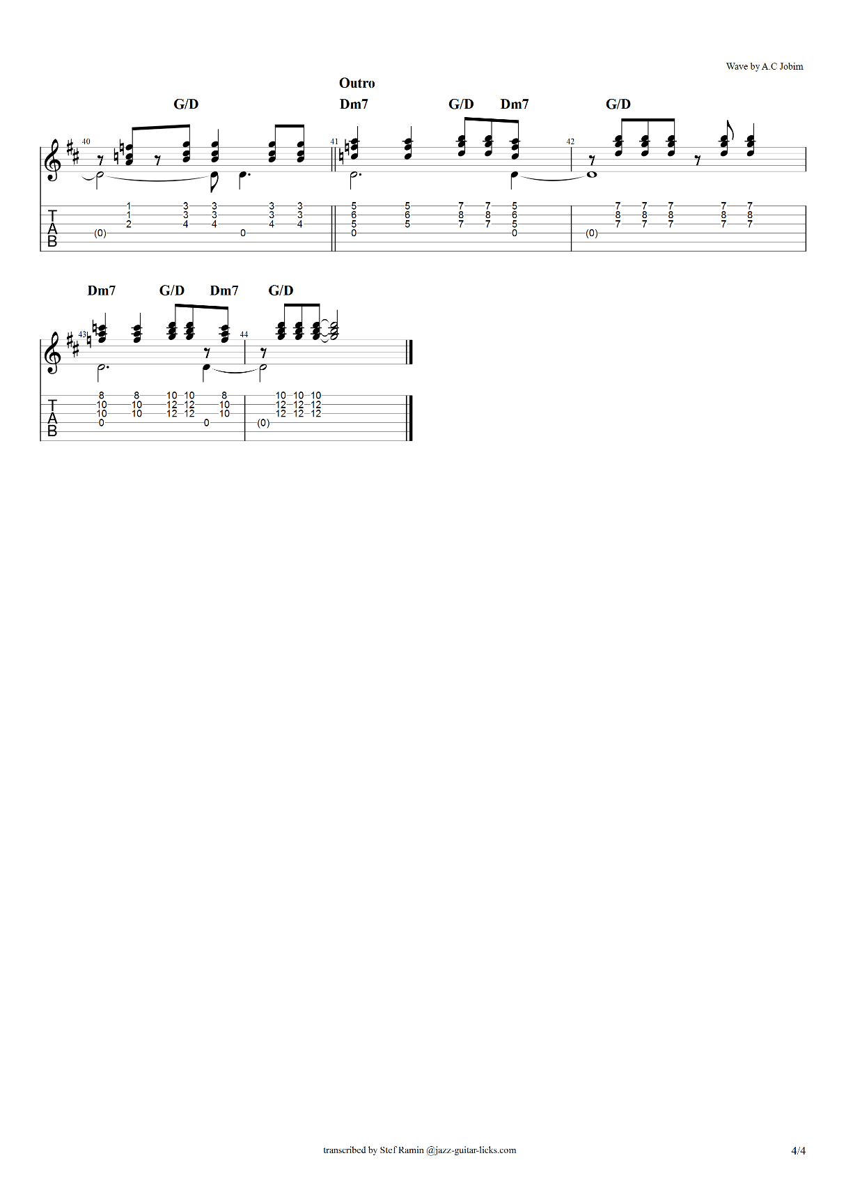 Wave a c jobim guitar tabs 4